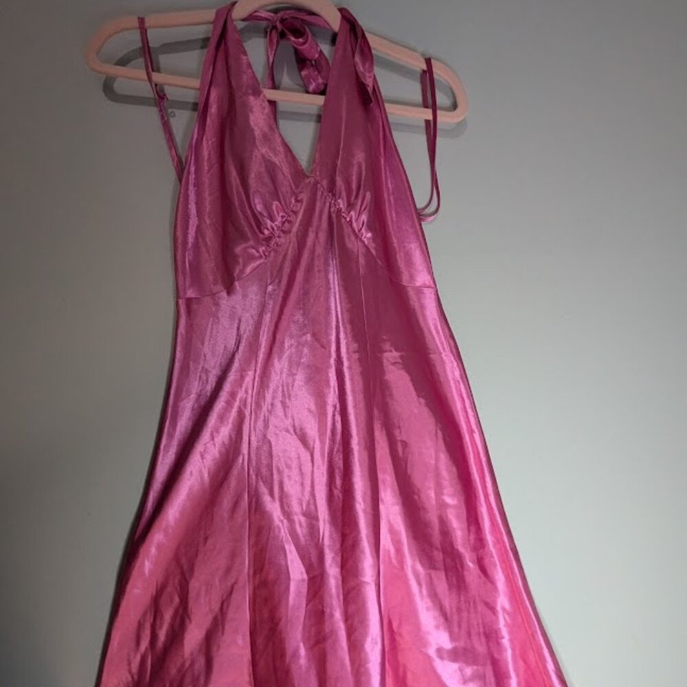 Fredericks of Hollywood Pink Satin Nightgown Teddy Slip Dress Goth Glam Size M